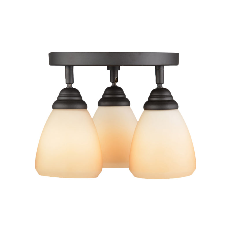 Cône à vitre blanc Coulange de chasse à 3 Light Chadow Semi Flush Flush Mount Lightture