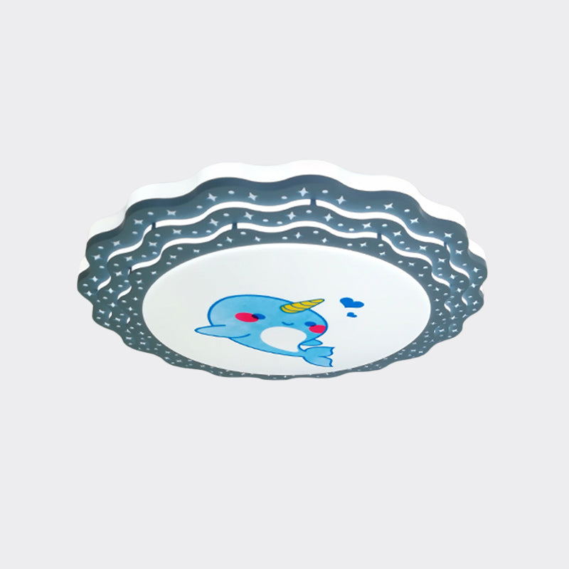 Tiered Ripple Flush Deckenleuchte, Cartoon-Acryl-Schlafzimmer-LED-Unterputzlampe in Rosa/Blau/Grau-Gelb