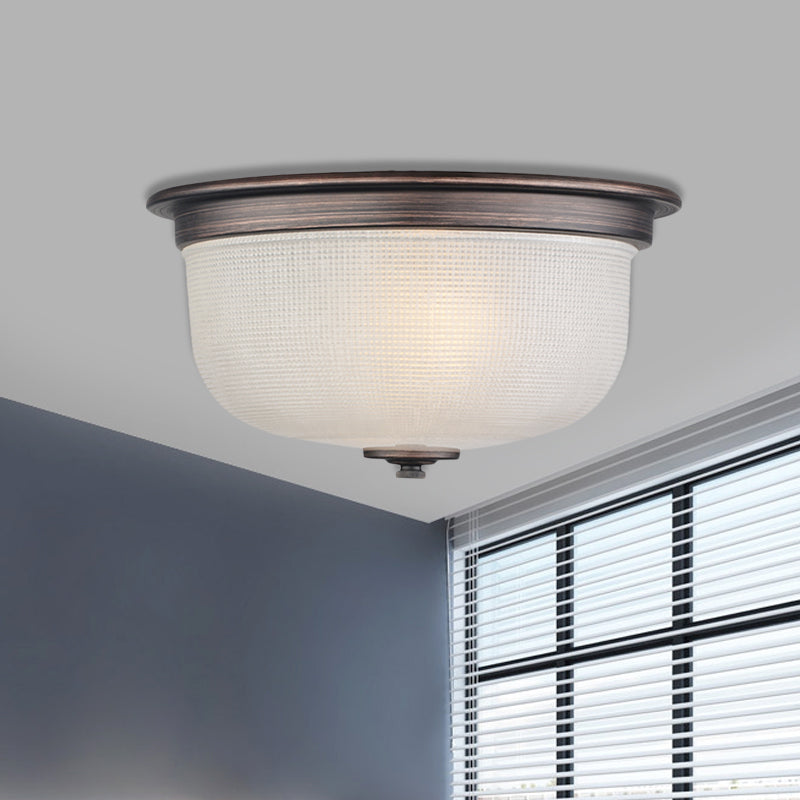Dome White Glass Flush Mount Countryside 3 Heads Bedroom Flush Ceiling Light Fixture