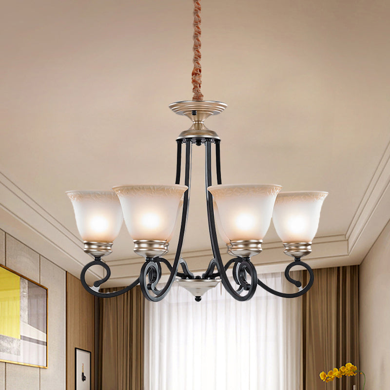 6/8 teste lampadario in vetro glassato classico classico salotto svasato la luce a sospensione con braccio scorretto