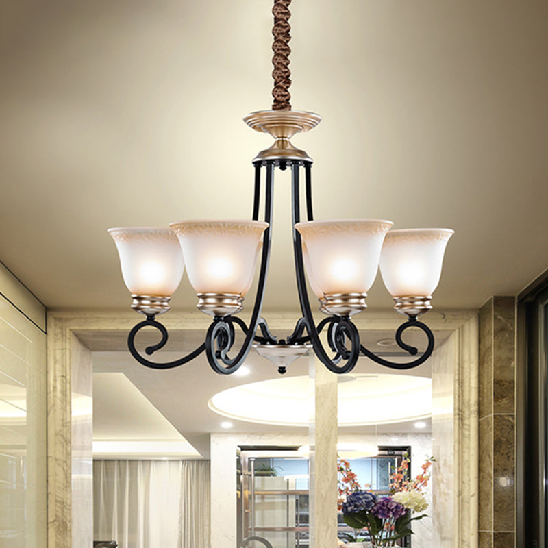 6/8 teste lampadario in vetro glassato classico classico salotto svasato la luce a sospensione con braccio scorretto