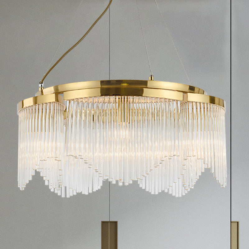 Luxe ronde kroonluchter verlichtingsarmatuur 5-bulb kristallen staaf hanger lamp in goud voor restaurant
