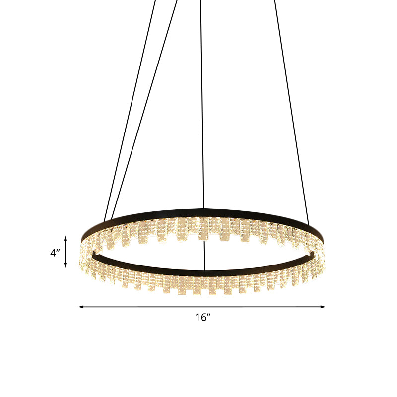 Cirkel slaapkamer kroonluchter lamp modernisme kristallen rechthoek led zwart hangende lamp armatuur