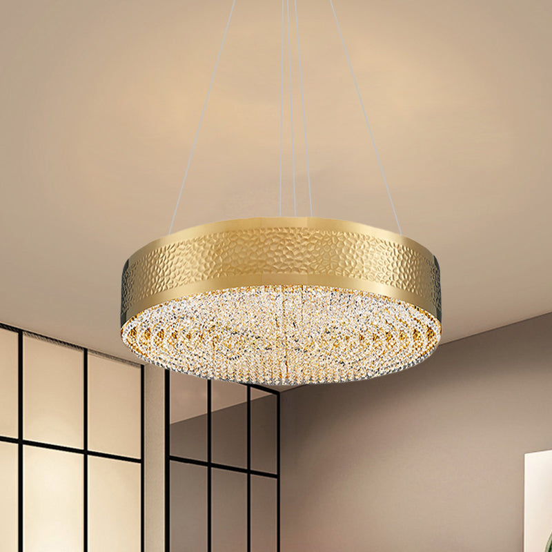 6-Bulb-Drum Kronleuchter licht postmodernes Gold Clear K9 Kristallpendelleuchtung für Schlafzimmer