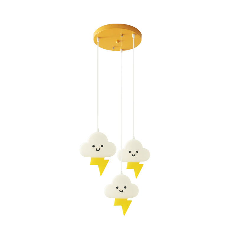 Carton de plafonnier en forme de nuage en acrylique 3 lumières LED Pendulum LAMPE en blanc et jaune