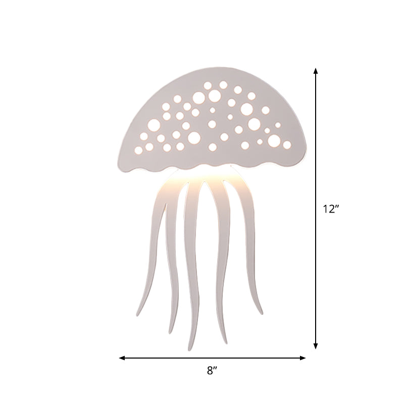 Jellyfish-Shape Sconce Lighting Cartoon Metal LED White Wall Lamp Fixture for Living Room
