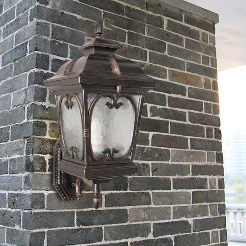 Ripple Glass Birdcage Wall Sconce Retro Light Outdoor Wall Light in bronzo