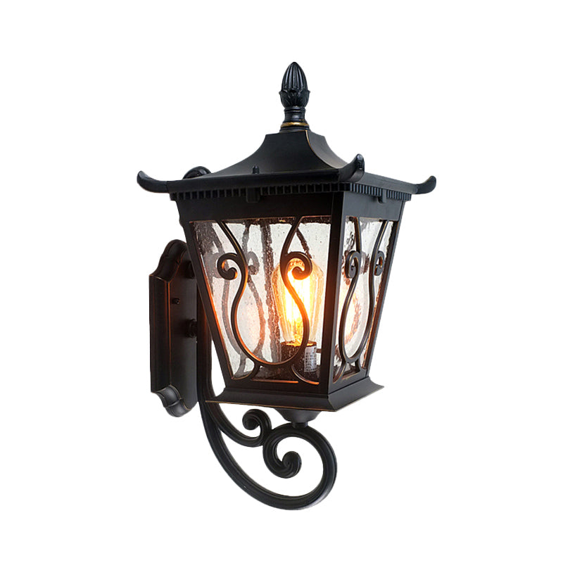 Birdcage Outdoor Wandlampe Lodge Klares Wasserglas einzelne helle schwarze Wandbeleuchtung nach oben/unten