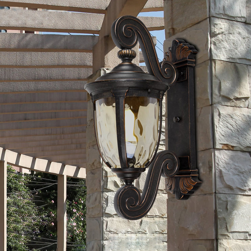 Amber Water Brown-Black Sconce Urn Shade 1-Bulb traditionnel Éclairage mural d'éclairage