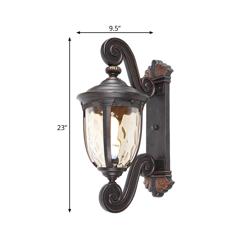 Amber Water Brown-Black Sconce Urn Shade 1-Bulb traditionnel Éclairage mural d'éclairage