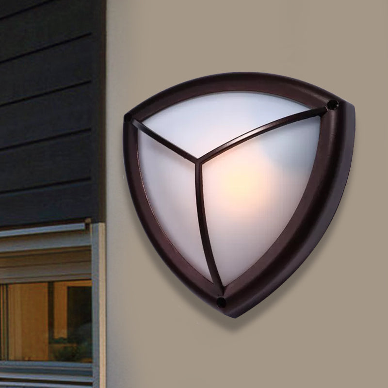 Donkere koffie Diamant/elliptische muur SCONCE Rustiek opaalglas 1 Licht balkon Wandverlichting