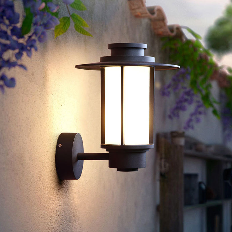 1 Light White Glass Wall Mount Lighting Lodge Style Coffee Finish Outdoor Wall Sconce Light