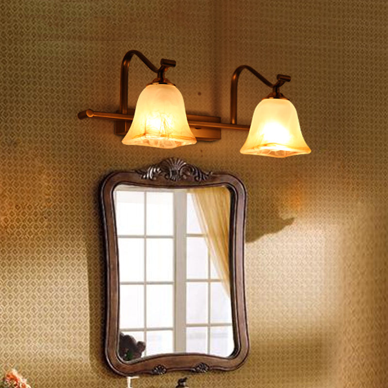 Country Bell Waschtischleuchte 2/3 Leuchten gefrostete weiße Glaswandlampe für Badezimmer