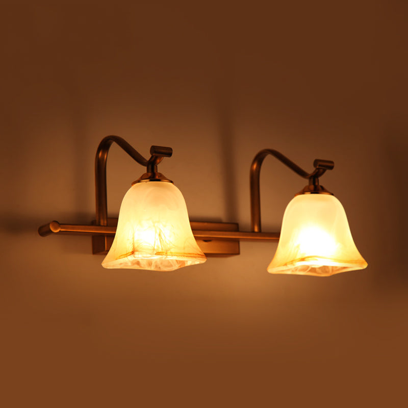 Country Bell Waschtischleuchte 2/3 Leuchten gefrostete weiße Glaswandlampe für Badezimmer