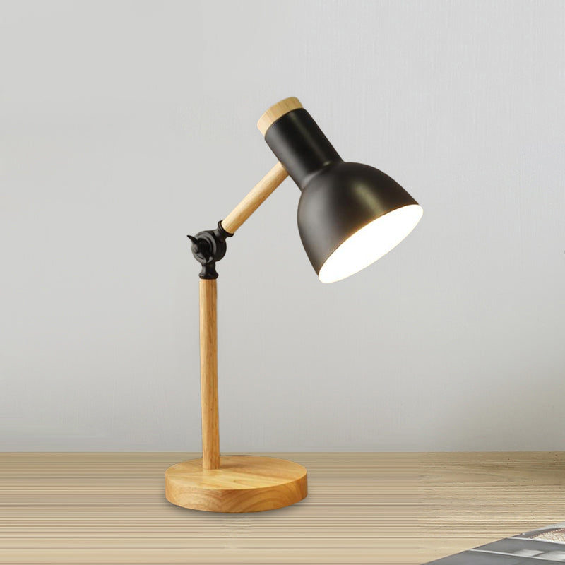 Macaron Dome Lettura Libro Light Metal 1 Light Study Room Lampada in bianco/nero/rosa con braccio in legno rotabile