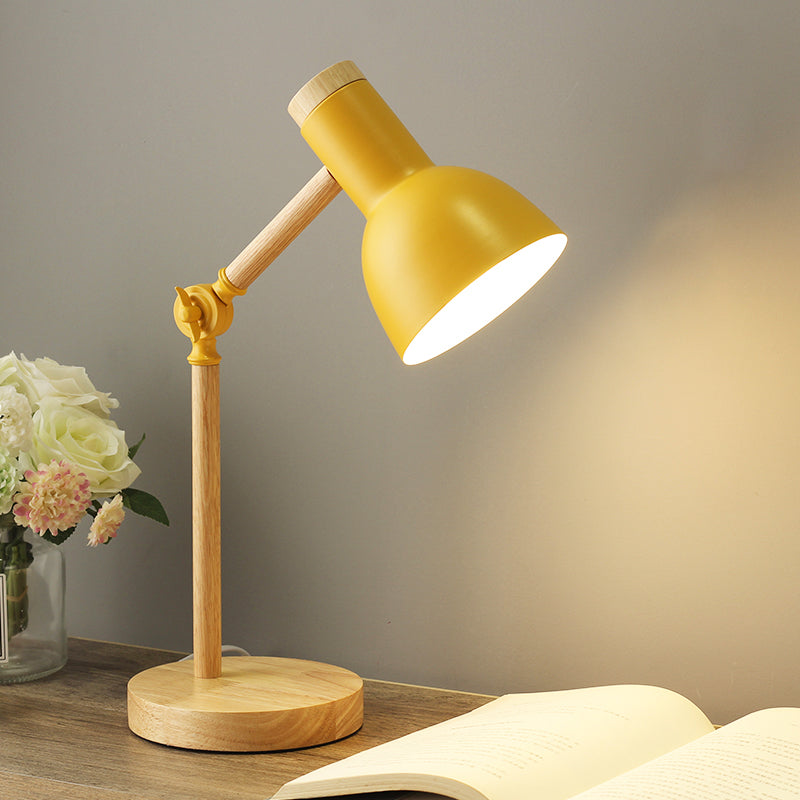Macaron Dome Lettura Libro Light Metal 1 Light Study Room Lampada in bianco/nero/rosa con braccio in legno rotabile