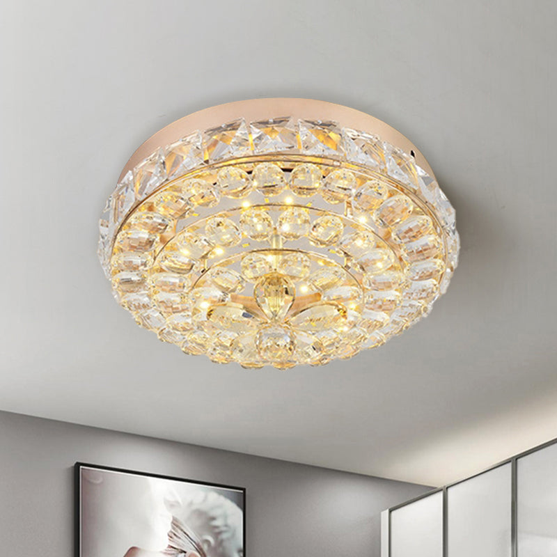 Modern Stylish Blossom Mini Flush Mount Crystal Integrated LED Ceiling Lighting in Gold, Warm/White Light