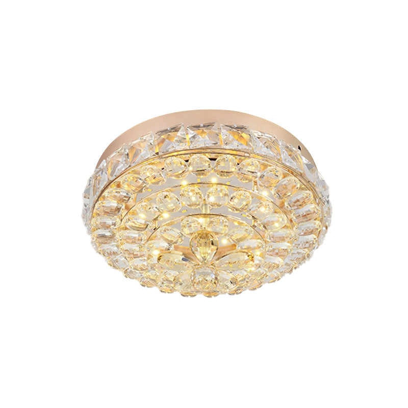 Modern Stylish Blossom Mini Flush Mount Crystal Integrated LED Ceiling Lighting in Gold, Warm/White Light