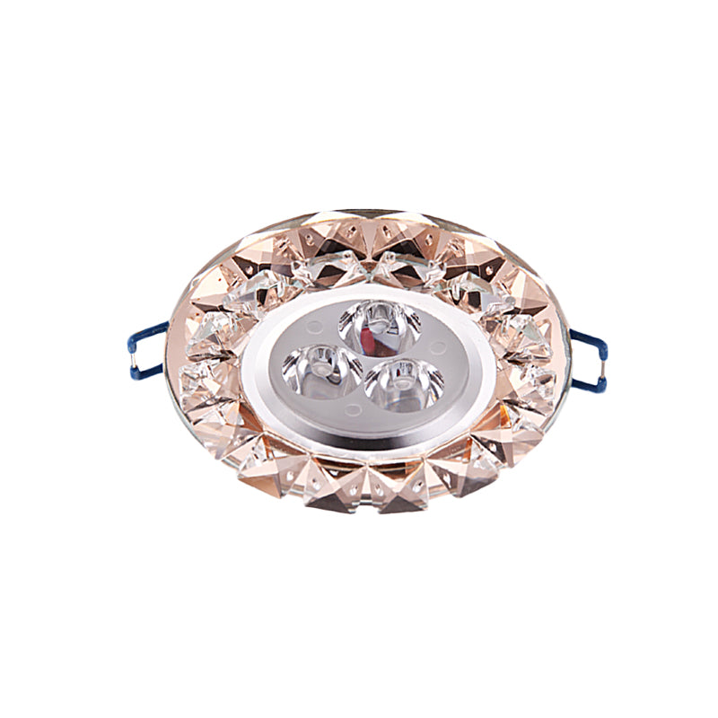 Beveled Crystal Rose Gold Ceiling Lamp Circular Thin Modernist LED Flush Mount Fixture