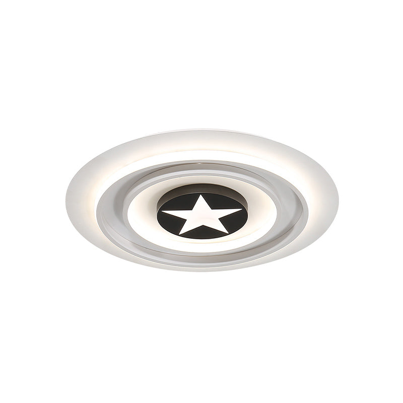 White Star Badge Flushmount Cartoon Acrylic LED Ceiling Light Fixture in Warm/White Light
