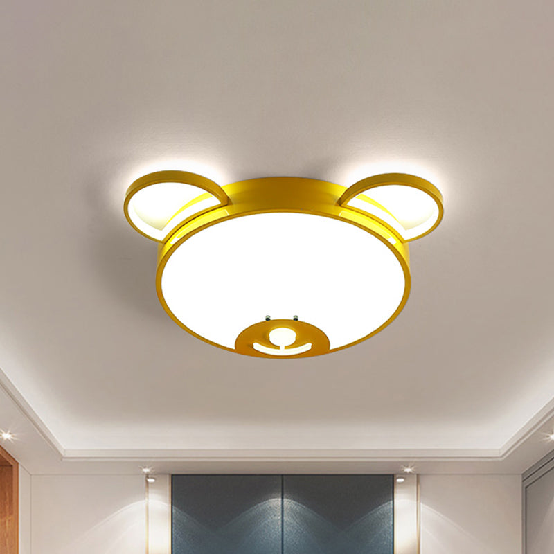 Gold Bear Head LED Flushmount Lamp Cartoon Acrylic Flush Mounted Ceiling Light Fixture
