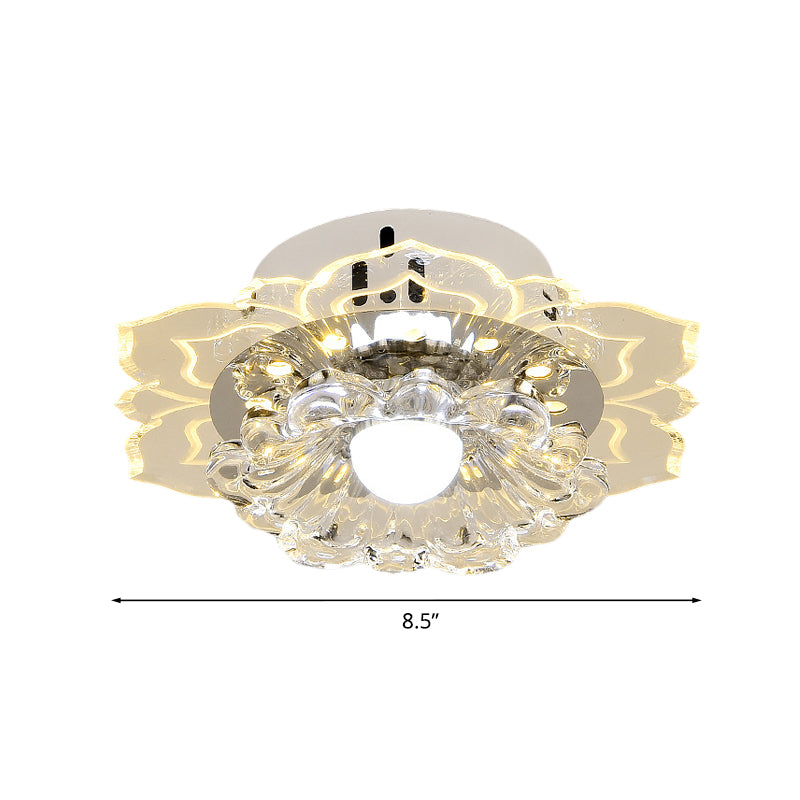 Clear Round/Flower Ceiling Flush Light Modernist Crystal Living Room LED Flush Mount Lighting Fixture
