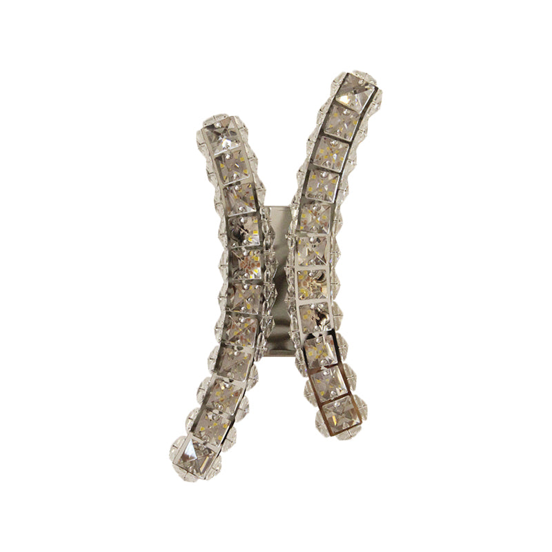 Chrome Curvy Wall Sconce Light Simple Beved Crystal Prism Salon LED Mur Murd Murd