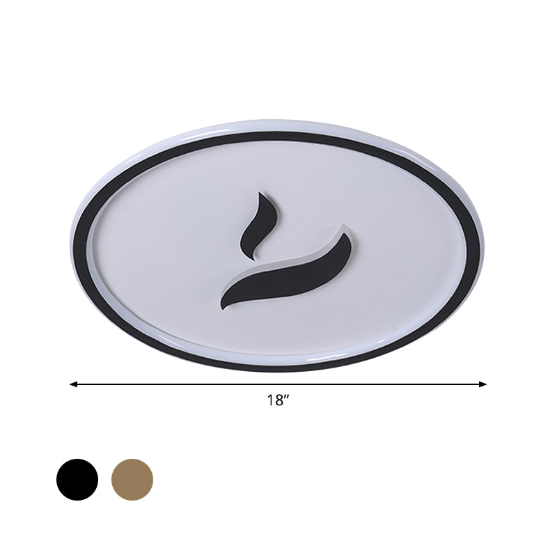 LED Bedroom Flush Lamp Minimalist Black/Gold Finish Flush Mount with Circular Acrylic Shade in White/Warm Light