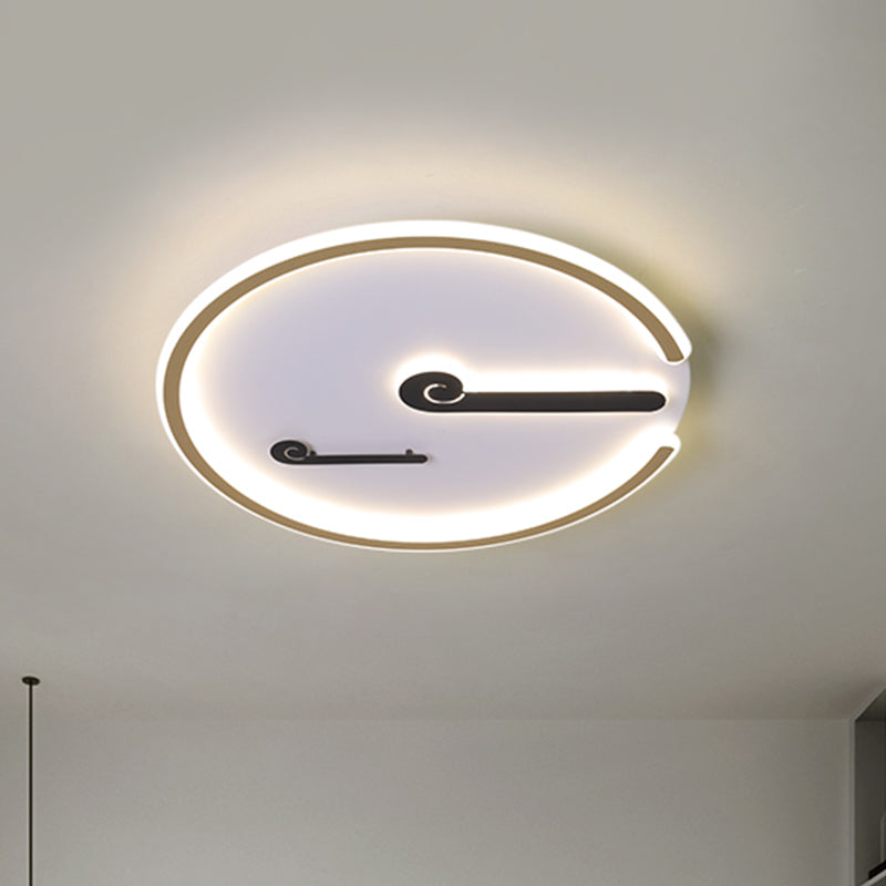 Minimal LED Ceiling Mounted Light with Acrylic Shade Black/Gold Finish Circle Flushmount in Warm/White Light for Bedroom
