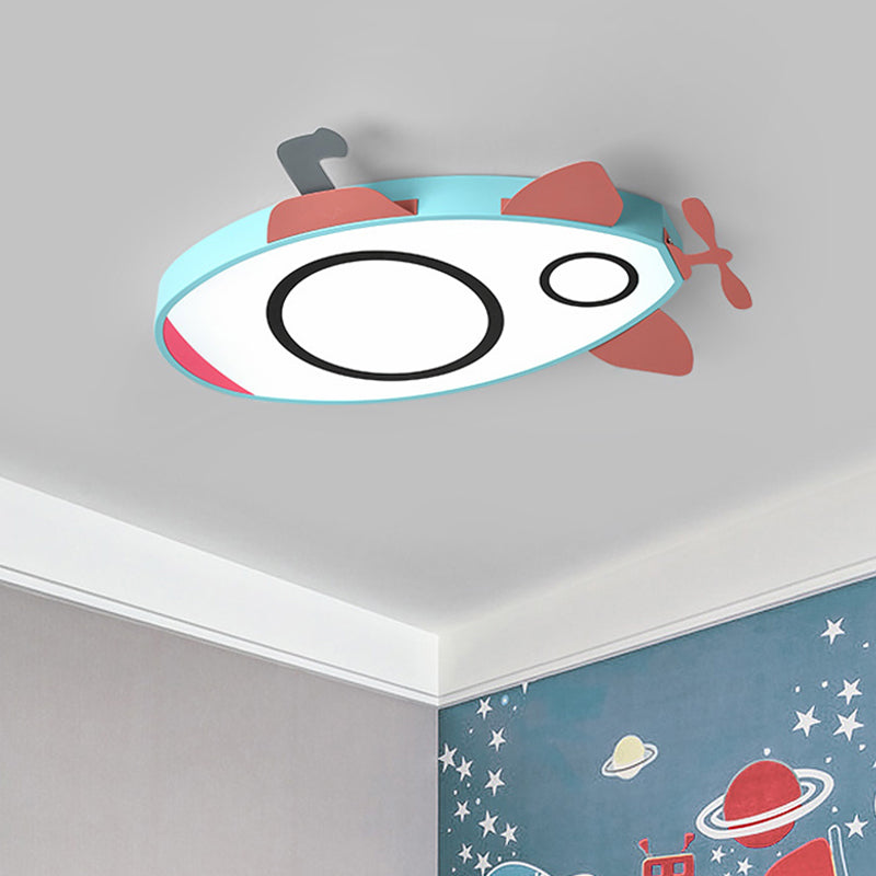 Submarine Kids Bedroom Flushmount Acrylic LED Cartoon Flush Mount Light Fixture in Blue and Pink