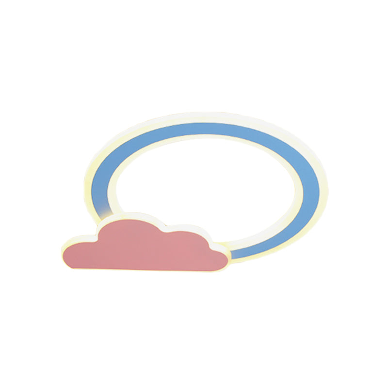 Blue/Pink Finish Cloud and Loop Flush Lighting Minimalist LED Acrylic Flushmount Lamp for Kids Room