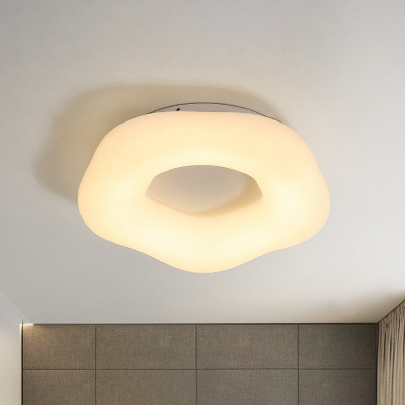 Doughnut Flushmount Light Nordic Acrylic LED Kid-Bedroom Flush Mount Fixture in White/Blue/Pink