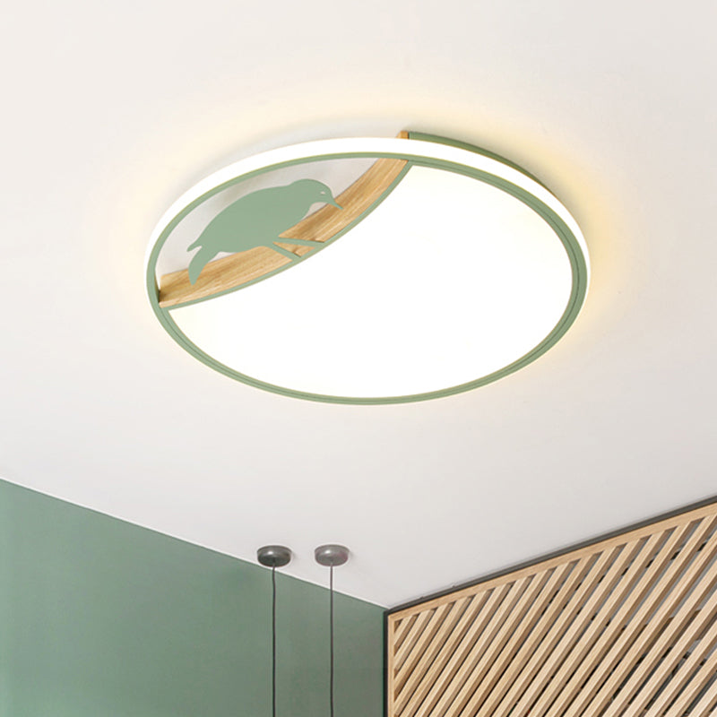 Wit/grijs/groene ronde spoeling licht armatuur Noordse LED Acryl -spoeling gemonteerde lamp met vogel deco