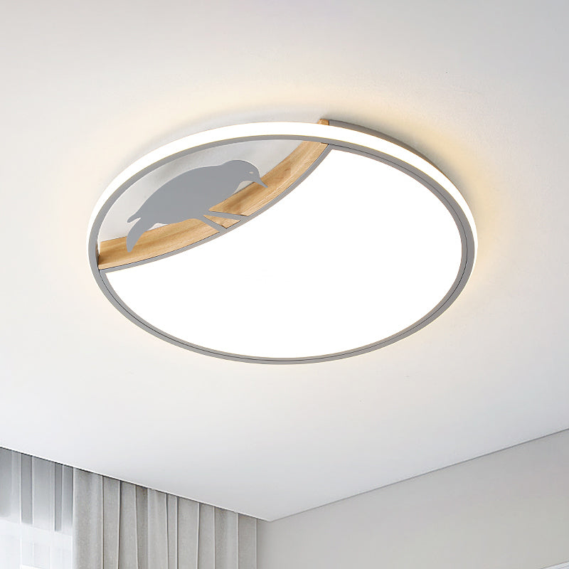 Wit/grijs/groene ronde spoeling licht armatuur Noordse LED Acryl -spoeling gemonteerde lamp met vogel deco