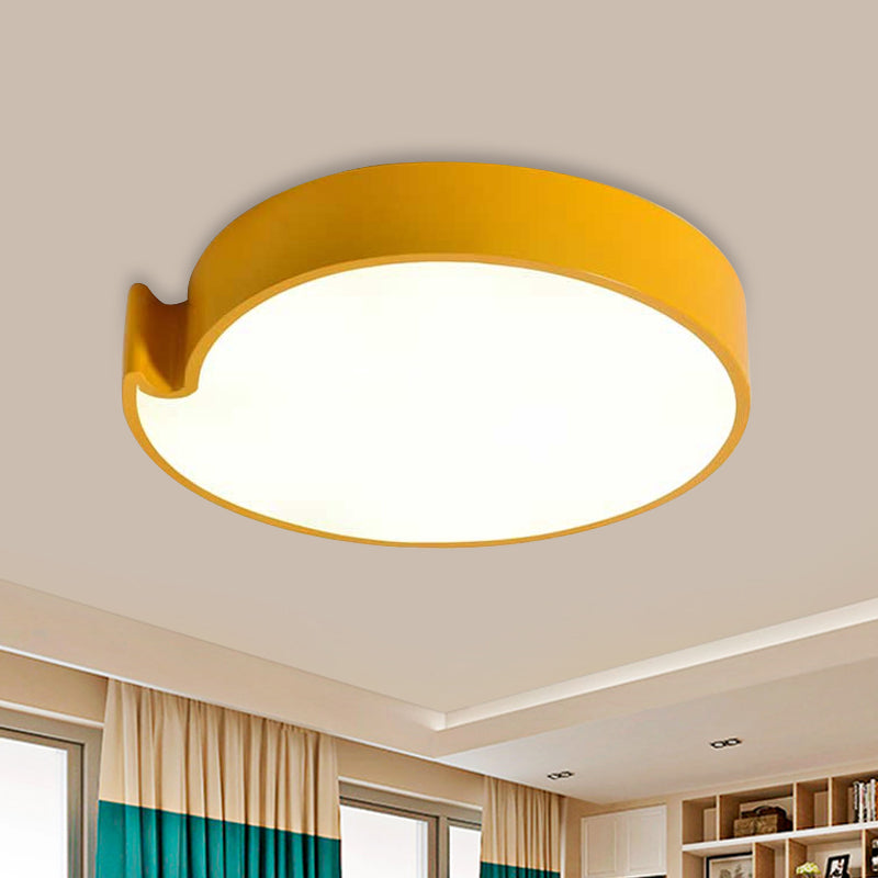 Minimalistic LED Flush Mount with Acrylic Shade Blue/Yellow Finish Circular Flush Ceiling Light Fixture
