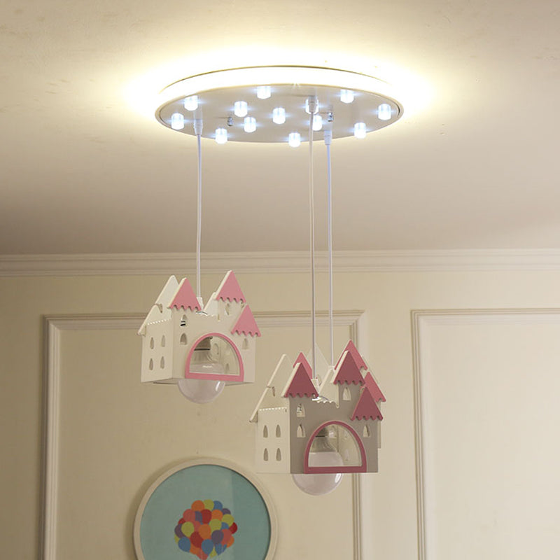 Carton d'éclairage semi-mont House Wood 3 lumières White Flush Mount Mount Lightture pour pépinière