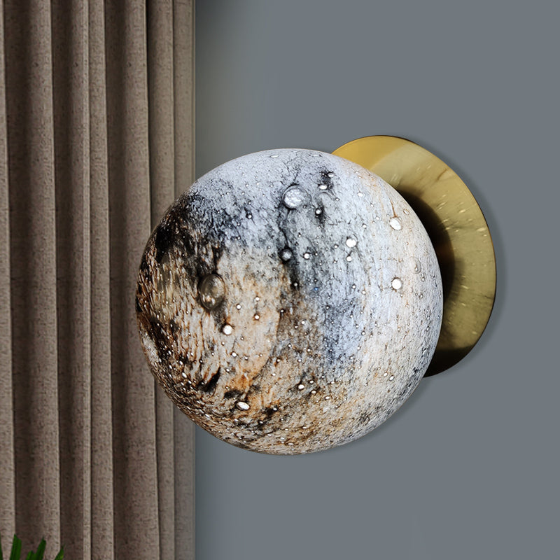 Planet Frosted Glass Wall Lamp Creative Yellow/Blue LED Wall Sconce Lighting Fixture for Bedroom
