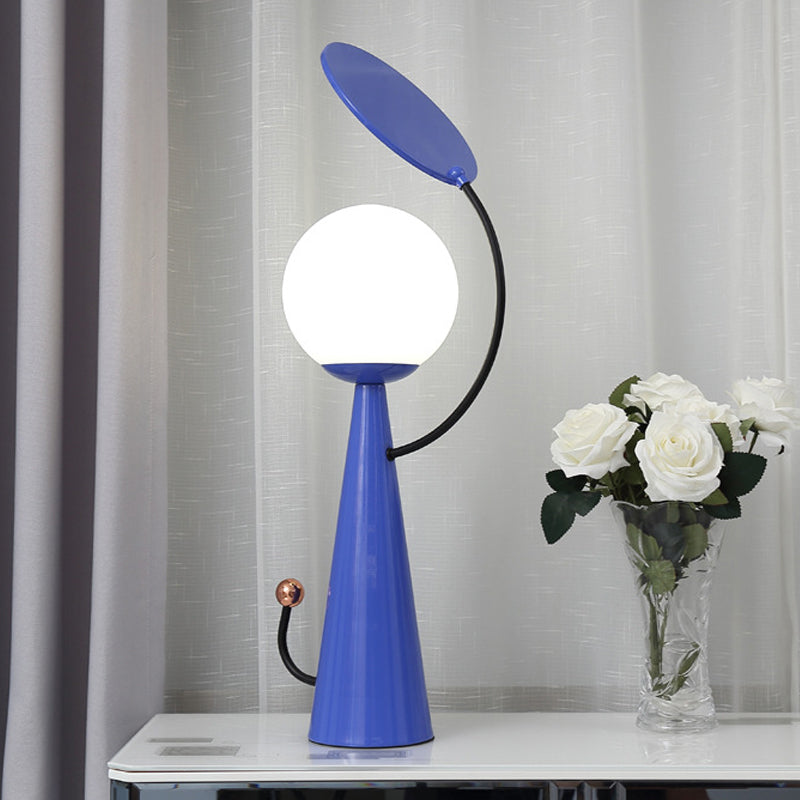 Lampada da comodino Orb Lampada da comodino moderna a LED in vetro opale blu/oro con design a specchio per camera da letto