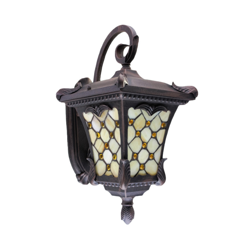 Lámpara de matorral al aire libre desplazada de vidrio esmerilado Rústico Bombilla simple de montaje de pared negra