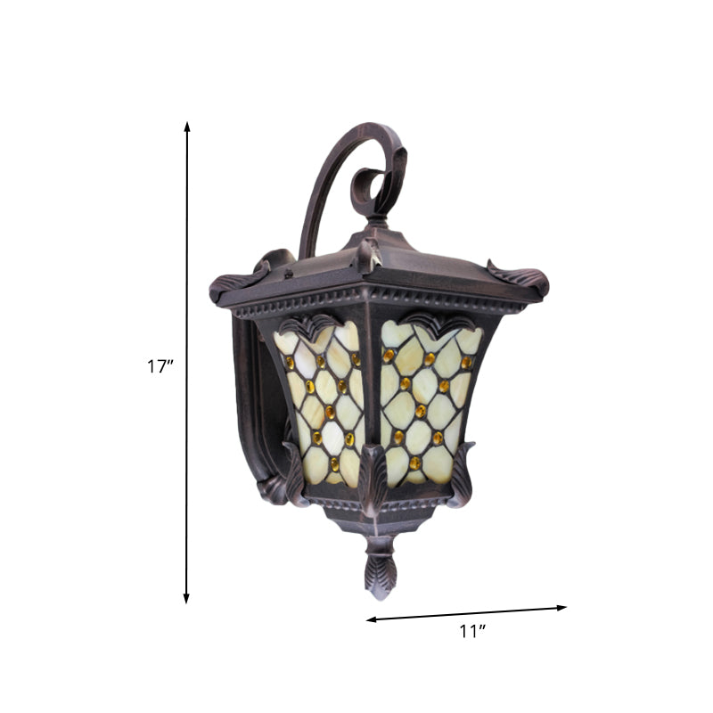 Lámpara de matorral al aire libre desplazada de vidrio esmerilado Rústico Bombilla simple de montaje de pared negra