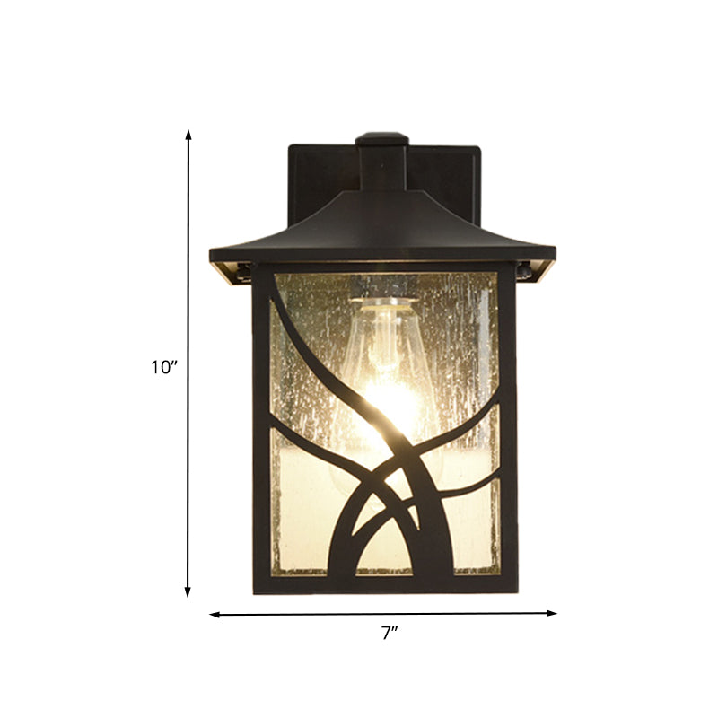 Open Bottom Courtyard Sconce Lodge Clear Glass 1 Light Dark Coffee Wall Light Fixture