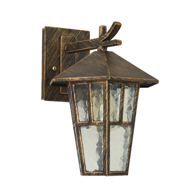 Birdcage Patio Wall Lamp Sconce Retro Clear Water Glass Single Light Bronze/Black Wall Light Fixture