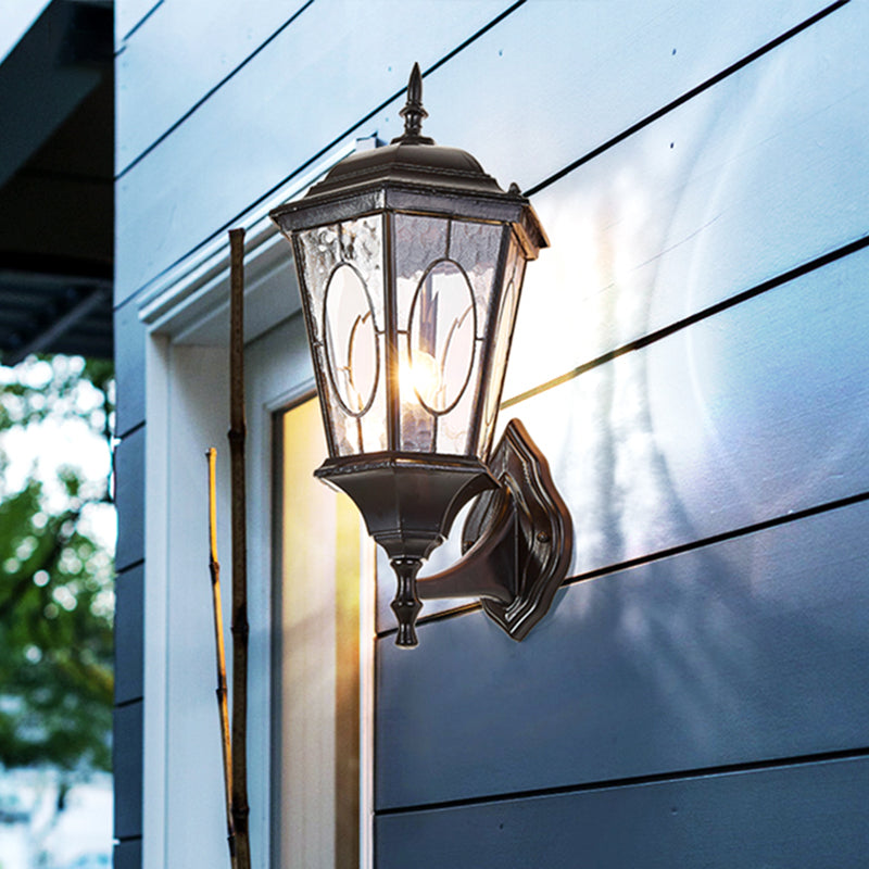 Clear Ripple Glass Birdcage Sconce Rural Rural a 1 luci a parete Accensione montata in nero