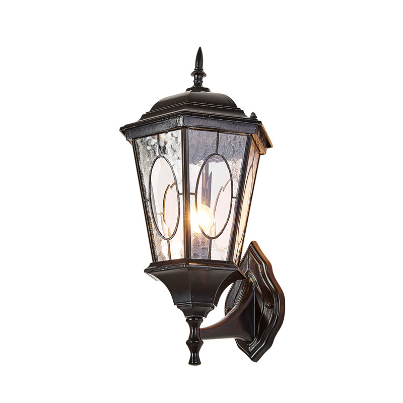 Clear Ripple Glass Birdcage Sconce Rural Rural a 1 luci a parete Accensione montata in nero