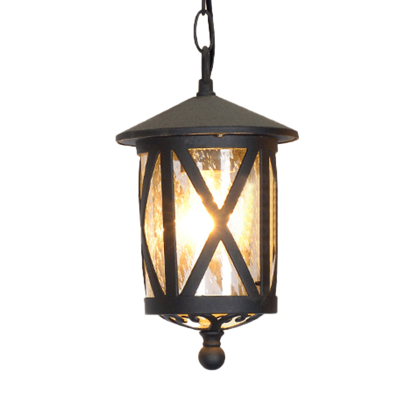 Clear/White Glass Coffee Pendant Lantern 1 Bulb Countryside Suspended Lighting Fixture for Balcony