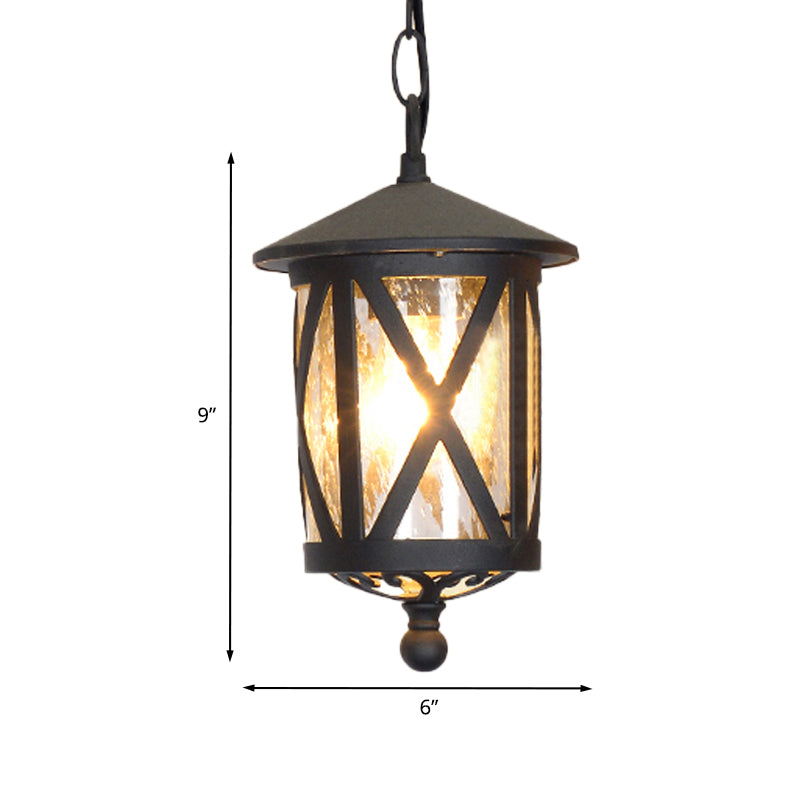 Clear/White Glass Coffee Pendant Lantern 1 Bulb Countryside Suspended Lighting Fixture for Balcony