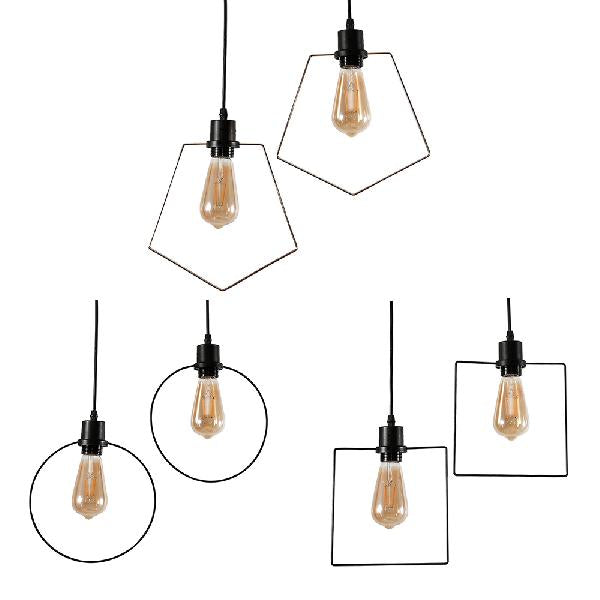 Metall Schwarz/Gold Hängsring/Quadrat/Pentagon Schatten 2/3 Lampen Antike Style Hanging Lampe für Cafés Shop