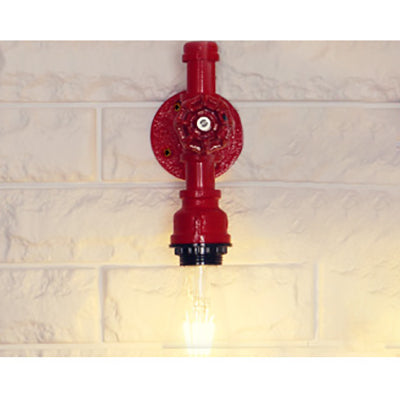 Metallic Pipe Sconce Lamp Industrial 1 Bulbe Farmhouse Wall Lightture With Red Valve en blanc / rouge, 1/5-pack