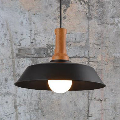 Retro Stylish Barn Hanging Light 10"/14" W 1 Bulb Metal Ceiling Light Fixture in Black/White for Kitchen