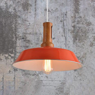 Retro Stylish Barn Hanging Light 10"/14" W 1 Bulb Metal Ceiling Light Fixture in Black/White for Kitchen